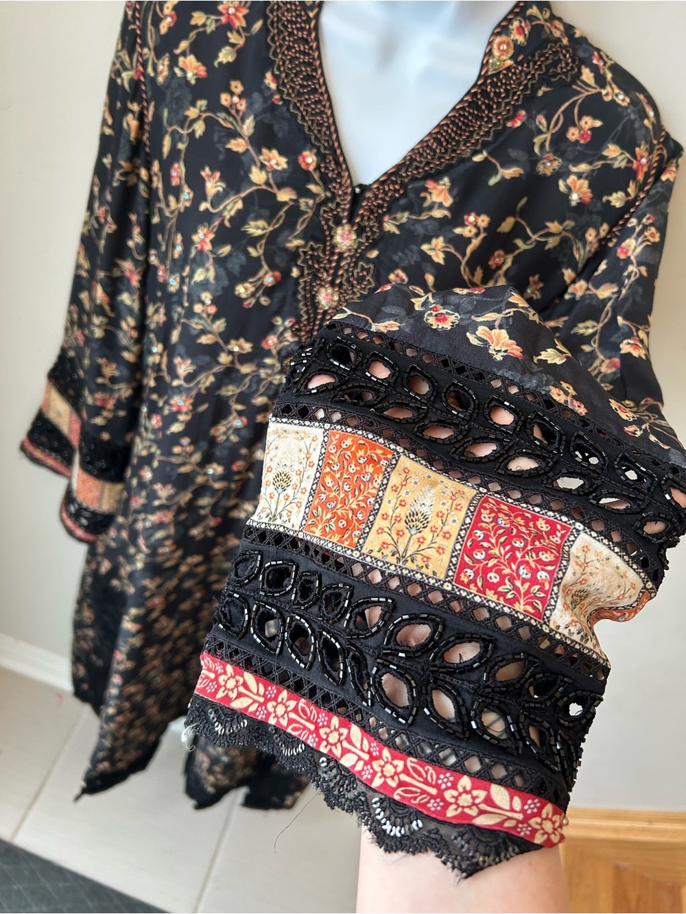 Stunning Kaftan Tunic Dress Boho Luxe Embroidered | Johnny Was Style Artisan - Picture 8 of 16